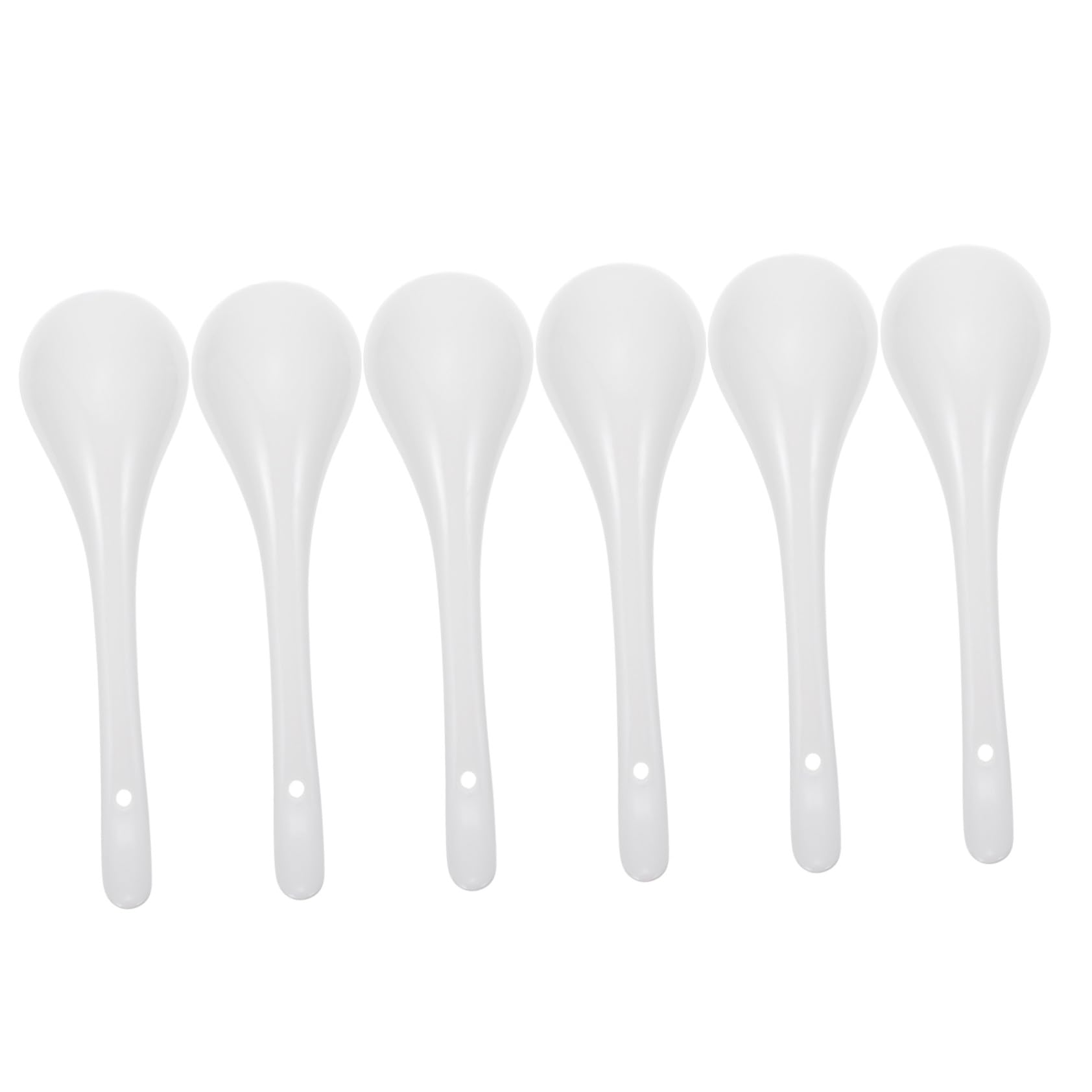 Cuillères à soupe anti-brûlure en céramique blanche : lot de 6 grandes cuillères Galpada