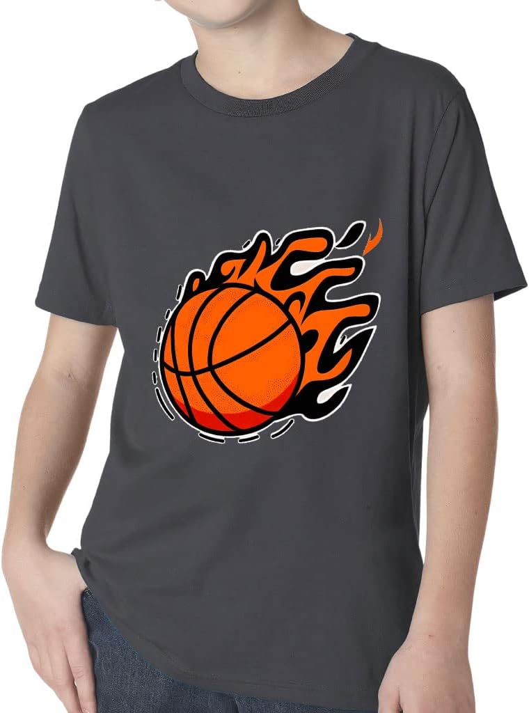 Basketball Graphic Kids' Classic Fit T-Shirt - Basketball Ball T-Shirt - Ball on Fire Classic Fit Tee