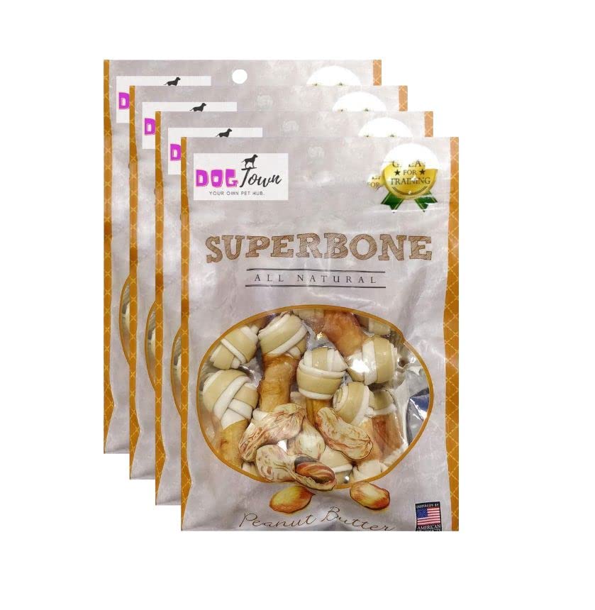 DOGTOWN Superbone Knotted Bone for Dogs | All Natural Flavour Chicken Sticks | Natural & Safe [ Peanut Butter - Pack of 4 ] (B0B1TVDDX7) Amazon Price History, Amazon Price Tracker