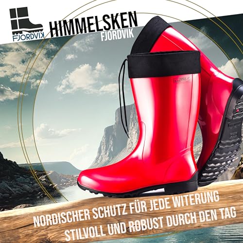 Fjordvik Himmelsken Gummistiefel | Pflegeleicht und langlebig | Perfekt für Hundespaziergänge bei Regen | Farbe: SCF rot, Gr.:43 / UK 9