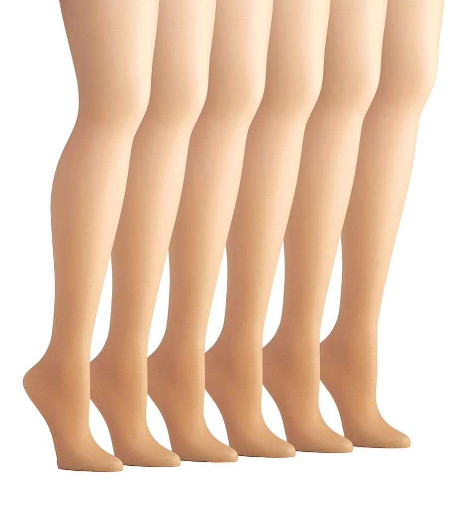 Hanes Mujer Control Top Sheer Toe Silk Reflections Panty Hose, color fantasía (Little Color), E/F
