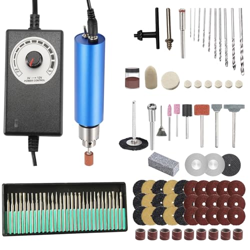 Electric Hand Drill Kit, 0.8-3mm Handheld Electric Mini Drill Resin Polishing Kit with 10Pcs HSS Drill Bits, Grinding Wheel for DIY Crafting Wood Carving Jewellery Making