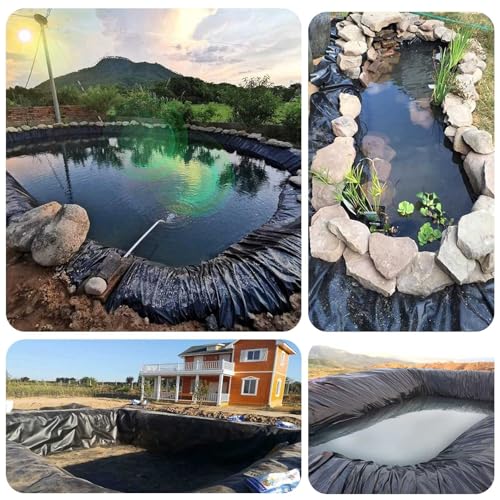 Generico Kit di Scarico per Cascata con Tubo corrugato per Esterni, Telo per laghetto per Carpe Koi, Membrana Nera Spessa 0,12 mm per Giardini Acquatici, Serbatoi, fontane e paesaggistica - Sottostra