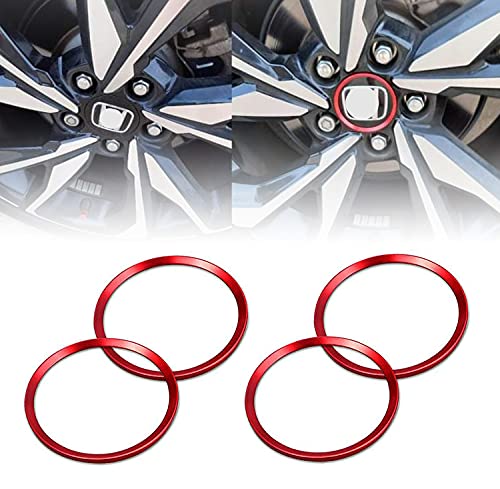 Tavaski Wheel Center Caps Trim, Fit for Honda Civic 2016-2020, Car Wheel Center Cap Hub Rings Decoration Sticker, Center Caps Tims Red Aluminum Alloy Accessories- 4PCS