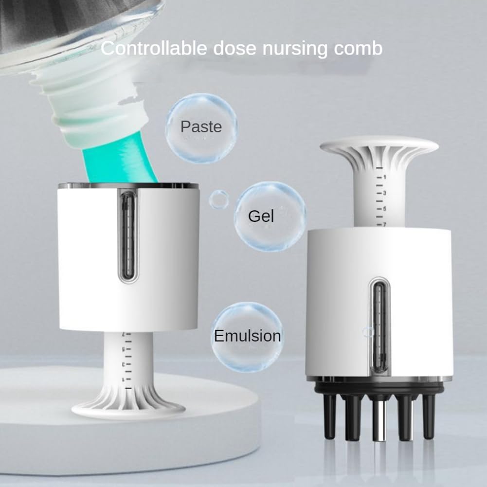 Wuden 2-in-1 Hair Massage Electric Scalp Massager Hair Treatment Massager Brush Adjustable Scalp Medicine Applicator for Solid Liquid Gel, Seminole