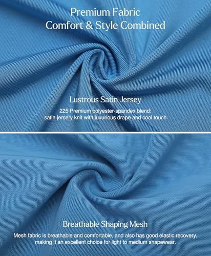 Image of Popilush Women Formal Wedding Guest Dress - Shapewear Bridesmaid Dresses Built-in Bra Floor Length Prom Dress with Tie