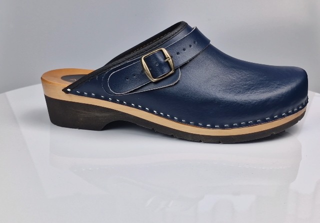 APREGGIO Houten klompen voor heren, van leer, comfortabele houten schoenen, praktische tuinklompen, 40/47 EU, zwart, 41 EU