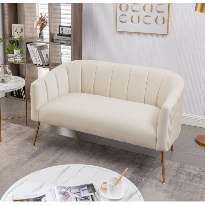 NATURE WOOD DECOR 2-Seater,Loveseat Sofa Couch for Home and Living Room Bedroom & Office and Hallway Sofa (Beige)-image-26