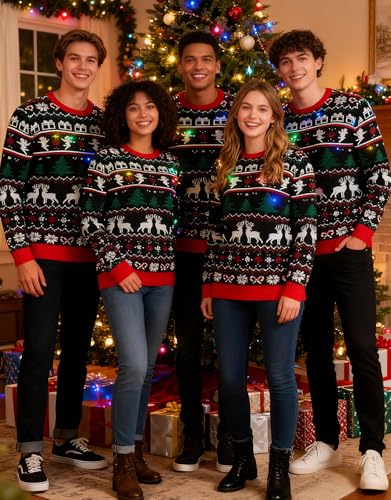 Goodstoworld Light-Up Reindeer and Angels Christmas Sweater - Image 4