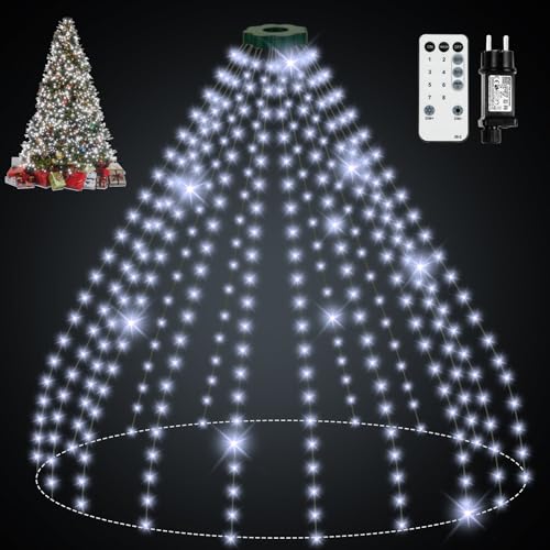 Lichterkette Weihnachtsbaum mit Ring, 2.5M 16 Stränge 400 LED IP65...