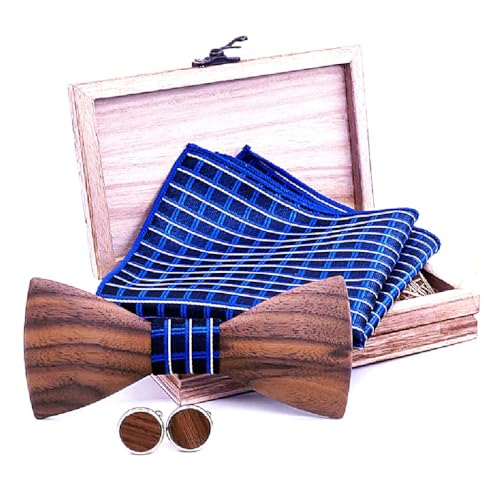 Set de corbata negra, pañuelo y gemelos para hombre miniatura 5