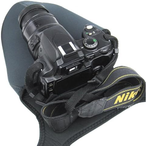BV & Jo Neoprene Travel Case for DSLR Camera with Lens Nikon D800/ D700/ D300/ D7100/ D7000/ D5300/ D5200/ D5100/ D3200/ D3100/ D3000/ D90/ D80 and More DSLR Size L, Noir, Modern Cover