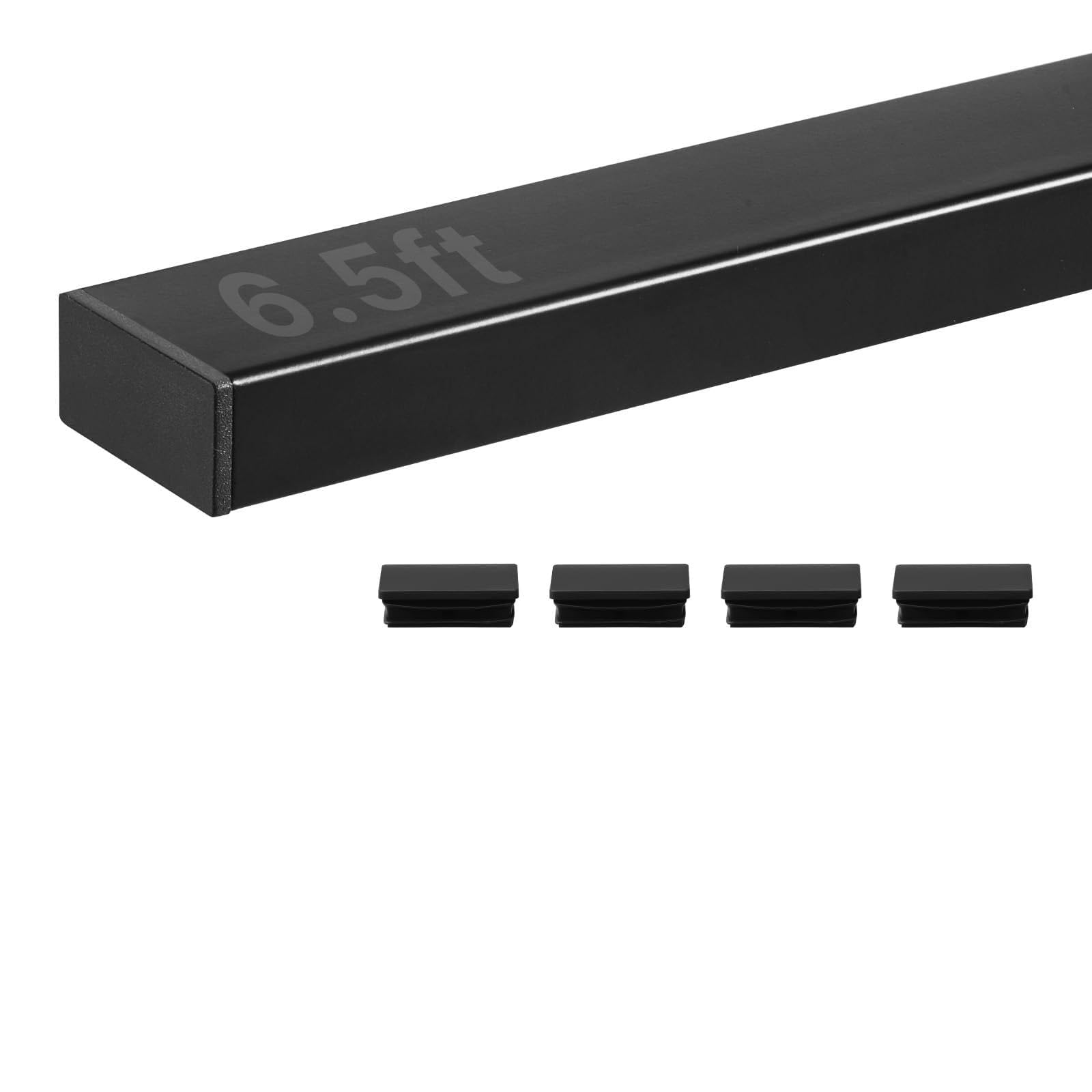 VEVOR 6.5 ft Stainless Steel Handrail, Rectangular Top Stair Deck Hand Rail for Outdoor/Indoor Steps with End Cap,Matte Black Coating Adjustable Metal