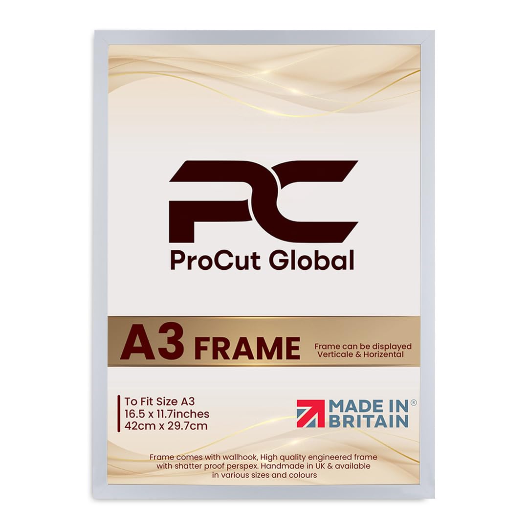 Picture Frames A3 White - Modern Photo Frame with Shatterproof Perspex for Wall or Tabletop - Ideal for Posters, Certificates & Print - Sizes, Colors & Packs Available
