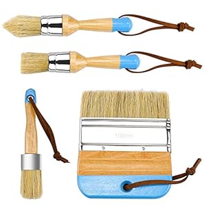 Dreamtop 4 Stks Krijt Penselen Wax Borstel Set Natuurlijke Varkenshaar Verf Borstels Met Houten Handvat Voor Houten Meubels Home Decor Upcycling Restauratie Projecten
