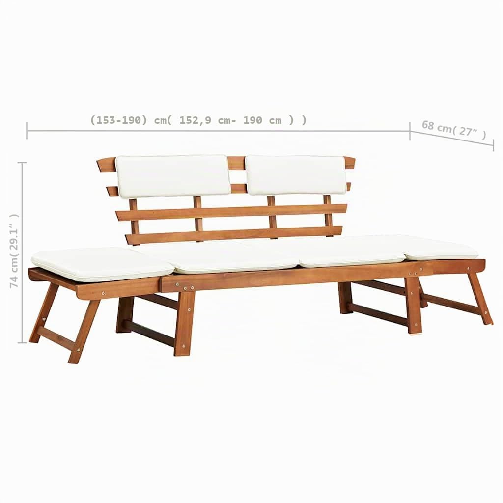 vidaXL Lettino Prendisole Panca da Giardino Sdraio Sedile per Patio Arredamento per Giardino Mobili da Esterni Legno Massello di Acacia