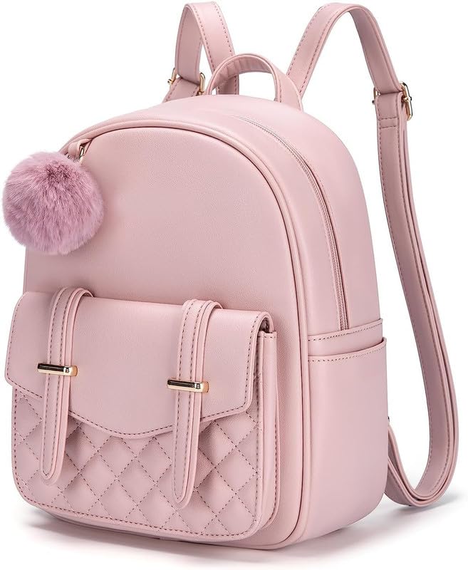 Image of ShopyVid Mini Backpack for Women Cute Small Backpack Purse With Pompom