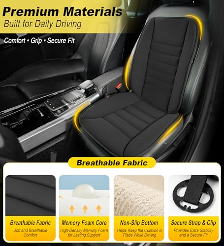 Image of kingphenix 5-Piece Car Seat Cushion Set with Back Support | Full Back Support Pillow and Seat Cushion for Long Driving, Road Trips, Truck, Van, SUV, Black
