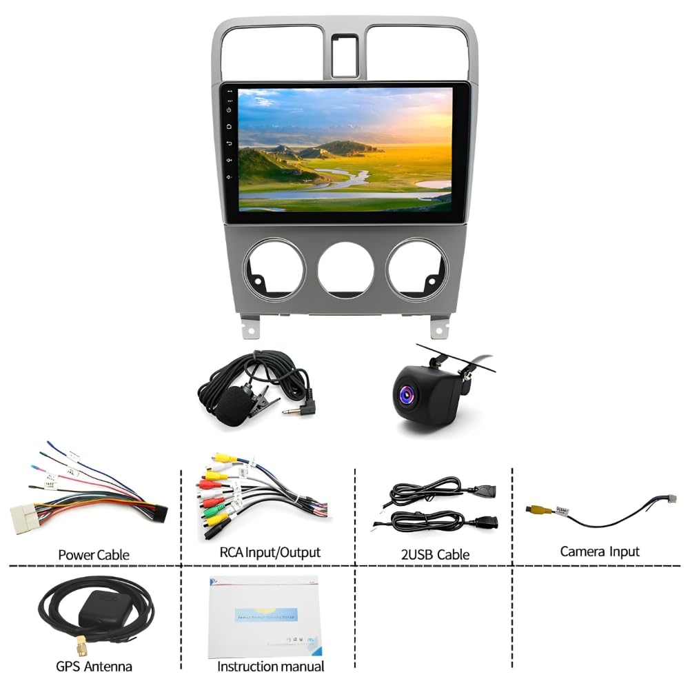 Vorally Car Stereo Wireless CarPlay Android Auto Portable 9 inch HD Touchscreen GPS Nav Multimedia Car Audio with Bluetooth FM Radio Backup Camera Mirror Link for Subaru Forester 2002-2008
