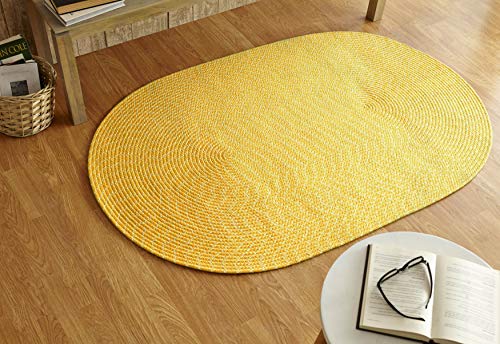 Better Trends Sunsplash Braid Collection is Durable and Stain Resistant Reversible Indoor Outdoor Area Utility Rug 100% Polypropylene in Vibrant Colors, 96" x 132" Oval, Yellow