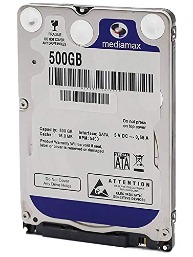 'Media Max 2,5 Disque Dur Interne, SATA II, mémoire Cache 8 Mo 5400 TR/Min, 9 mm 500 go