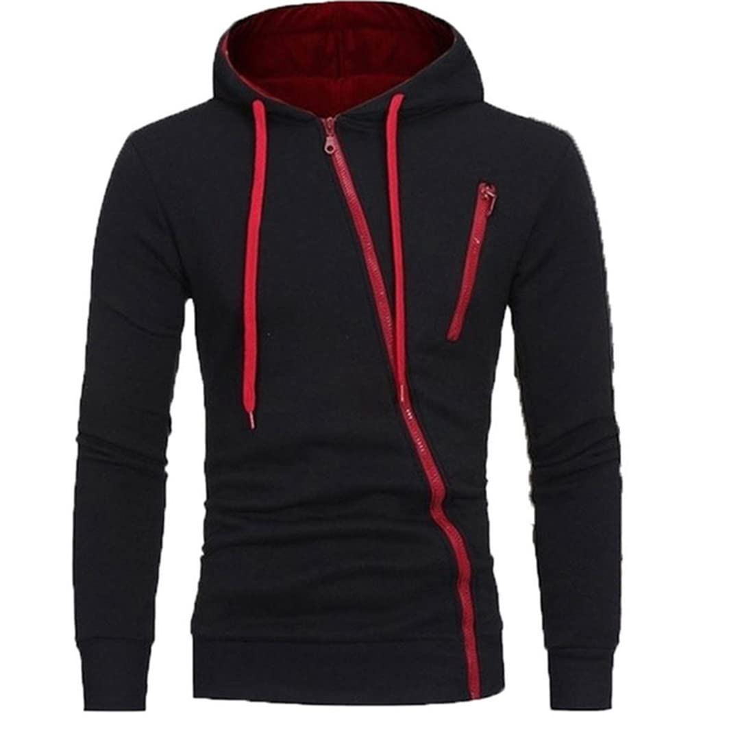 Maglione di affari cucitura stampa confortevole felpa manica lunga Pullover cerniera Top uomo, Grigio scuro, L