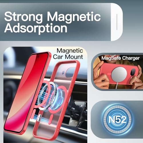 Image of JETech Magnetic Cover Case for Google Pixel 10a, Compatible with MagSafe, Translucent Matte Back Shockproof Phone Cover (Berry)