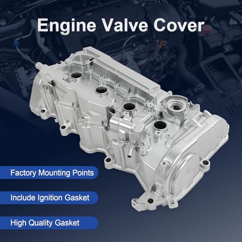 Image of Upgraded Aluminum Engine Valve Cover with Gasket Replacement for Honda CR-V 2015 2016 2017 2018 2019 Accord 2013 2014 2015 2016 2017 2.4L Replace 12310-RDF-A01 12310RDFA01 123105-A2A-01 123105A2A01