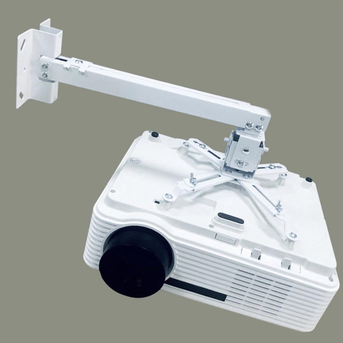 Supporto per Proiettore Regolabile 40-65cm in Acciaio al Carbonio Bianco