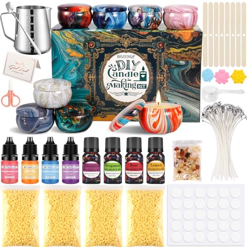 BGIUSQF Kit para Hacer Velas, DIY Kit Velas Aromaticas Fabricacion, Kit para Hacer Velas Aromáticas, Candle Making Kit, Contiene Esencia de Color, Fragancia, Adecuado para Principiantes