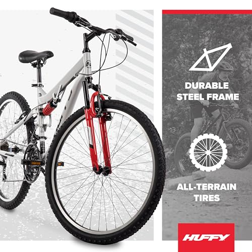 Image of Huffy Stone Mountain Bike for Men and Women, 20 inch /24 inch /26 inch, 6-Speed (20 inch) or 21-Speed, Front or Dual Suspension (Varies), Multiple Colors, Adjustable Saddle, Shimano Equipped, All-Terrain Tires