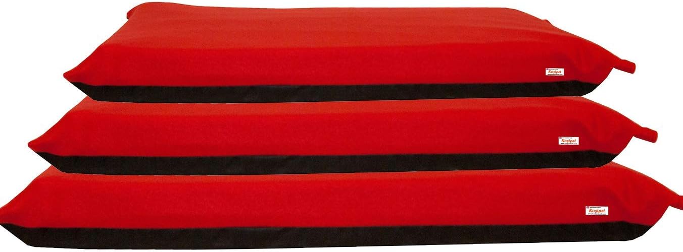 KosiPet Deluxe 9cm Thick High Density Foam Mattress Waterproof Dog Bed Beds Fleece Cover-RED-L