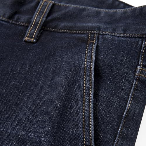 Men's Classic Straight-Leg Jeans Dark Washed Denim Regular fit Double Slanted Pockets on Both Sides4