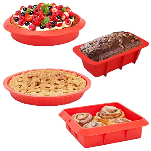 Set 6 Teglie Rettangolari In Silicone Per Pane E Torte - Antiaderenti Per Forno E Friggitrice Ad Aria (Rosso, Verde, Viola)