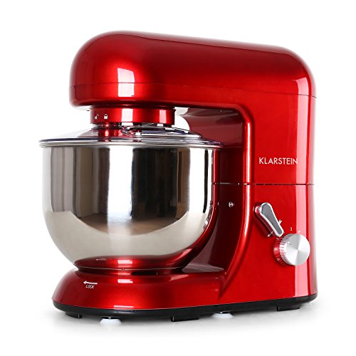 KLARSTEIN Bella Rossa • Tilt-Head Stand Mixer • Dough Hook, Flat Beater, Wire Whip • 650 W • 5.5 qt Stainless Steel Bowl • Planetary Mixing • 6 Speeds • Red - Thumbnail 3