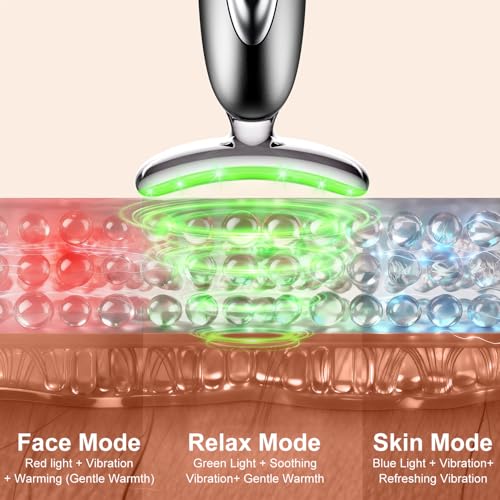 Red Light for Face and Neck, 7-in-1 Face Massager Tool, 3-Color Portable Facial Massager f - image 3
