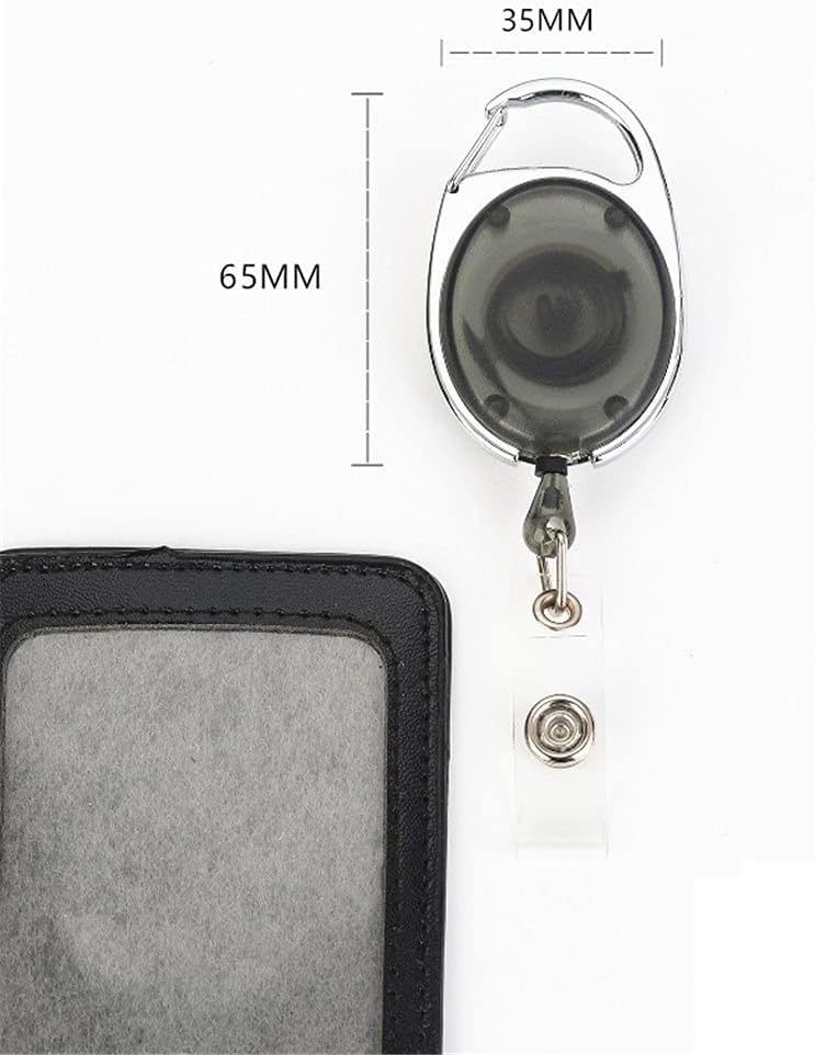 50PCS Retractable Badge Holder Reel ID Card Holder with Reel Clip Key Ring Anti-Lost Clip Key Chain 27 Inch Extended Reach Transparent Black