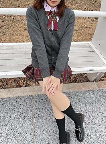 Image of jinghuiyue Women's Cardigan School Uniform Sweater V Neck Button Down Knit Cardigans Coat with Pockets