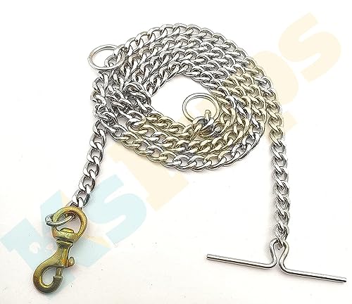 Image of Dog Diamond Cut Grind no 8 Chain | Brass Hook Heavy Duty Chain Leash | Durable Chain Leash for Dogs (Large) Silver