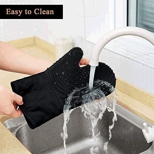 Guanti resistenti al calore, guanti da forno con 1 paio di guanti da forno in silicone extra lunghi e flessibili con guanti da forno, guanti resistenti al calore per la casa
