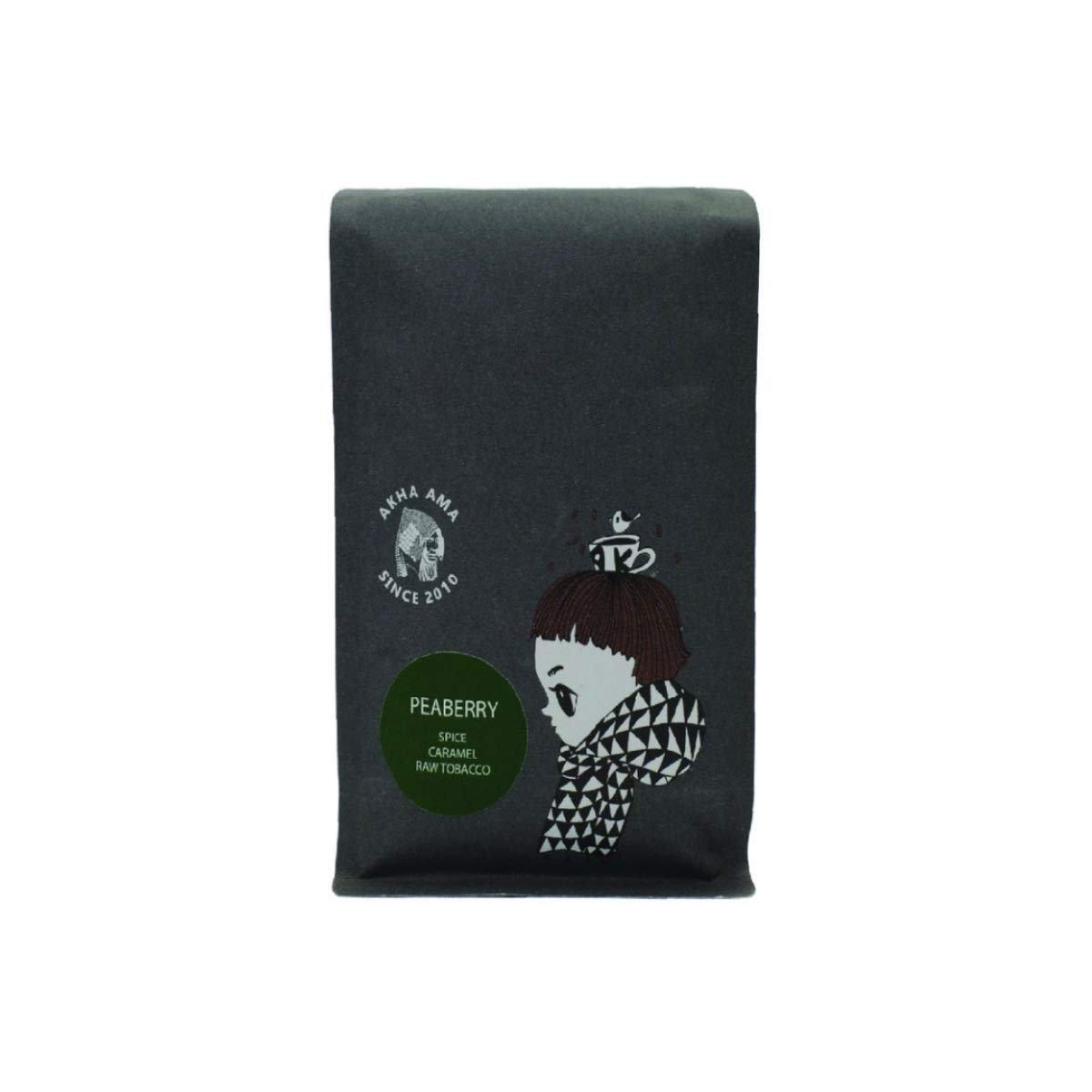 Akha Ama Whole Coffee Bean, Medium Roasted - Peaberry, Flavor Notes of Spice, Caramel, Raw Tobacco, 100% Arabica Espresso Coffee Bean from Thailand, 8.8 oz. / 250 g. (Pack of 1)