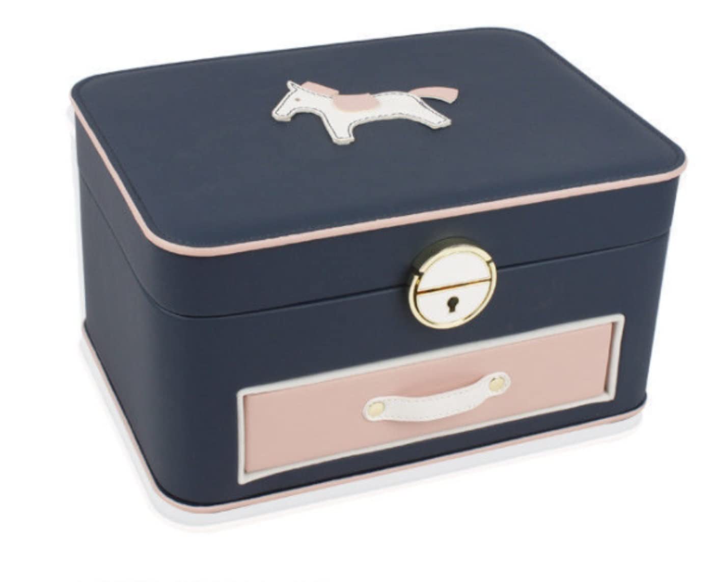 TIANQIHAO Jewelry Box Jewelry Case Jewelry Box With Drawers Mirror Jewelry Organizer Pu Portable Earrings Necklaces Storage Jewellry Holder,Blue-25 * 18 * 14cm