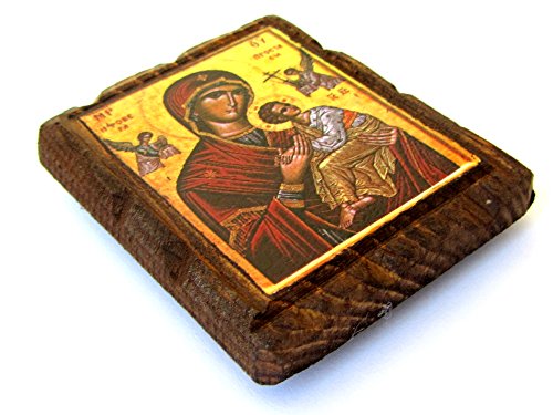 Ícono Ortodoxo Griego de Madera Virgen María miniatura 2