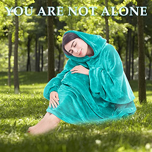 Miss Mila Wearable Blanket Hoodie,Extra Long & Warm Suggies For Women Men Adult,Pullover Hoodie Blanket With Sleeves And Giant Pocket,Teal #TOP5