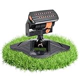 Mini Turbo Oszillierender Rasensprenger mit 16 Düsen 4 Bewässerungsmodi, Automatischer Viereckregner für Garten und Rasen Inkl Schnellanschluss und Stabiler Großbasis,Sprinkler für Rasen und Flächen