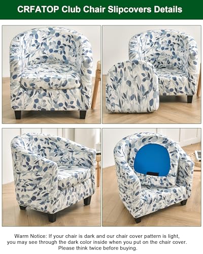 CRFATOP 2 Piece Club Chair Slipcover Printed Tub Chair Slipcover Armchair Covers Soft Printed Round Barrel Chair Covers Couch Covers with Elastic Bottom for Bar Counter Living Room,15 - Image 4