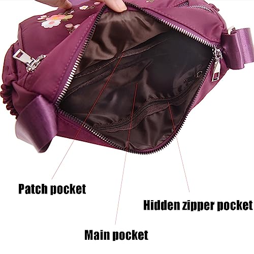 Women's Canvas Embroidery Floral Large Capacity Shoulder Bag,Fashion Elegant Adjustable Casual Anti Thief Bag4