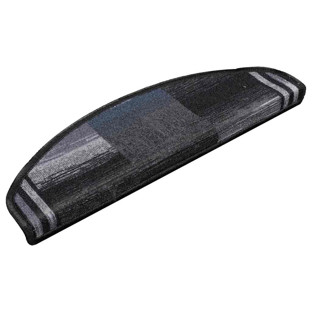 Samoprzylepne maty na schody, 65 x 21 x 4 cm, czarno-szare, antypoślizgowe dywaniki na schody z drewna, do wnętrz, tłumiące hałas, 10 szt