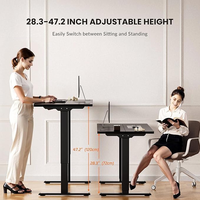 Image of Audiovan Home /Office Height Adjustable Electric Table Frame | Dual Motor| 120KG Wt. Capacity with 3 Memory Presets | Electric Sit Stand Desk Frame Only (Black 47 inch-28 inch) (Black, Dual Motor)
