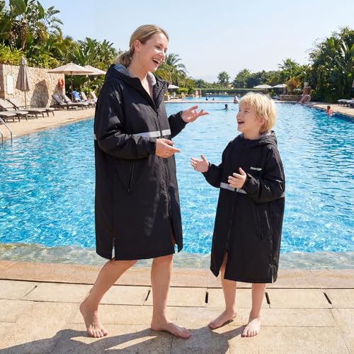 Image of Owntop Swim Parka Adult Kids | Waterproof & Quick-dry | 2-Way Zipper | Oversized Hooded Changing Robe for Beach Pool